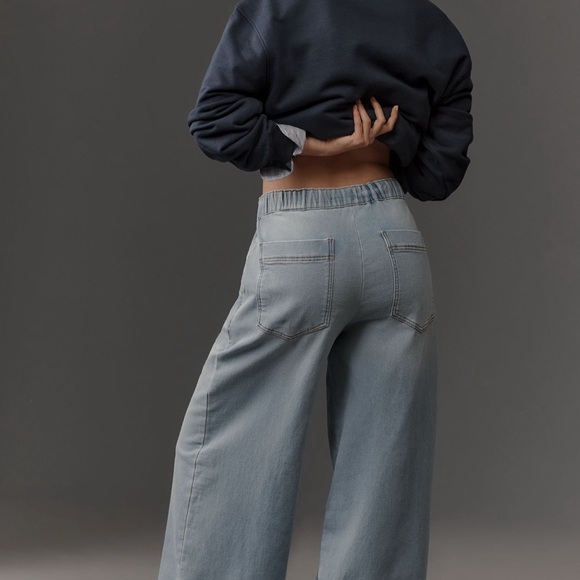 Pilcro Denim Knit Wide Leg Pullon Light Blue Jeans - Picture 3 of 4